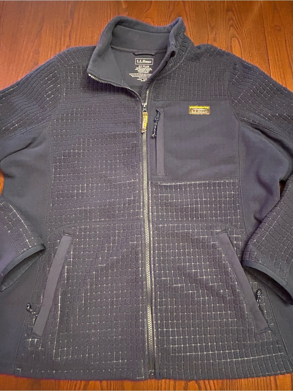 L.L.Bean 1X Plus Women’s Navy Grid Fleece Jacket